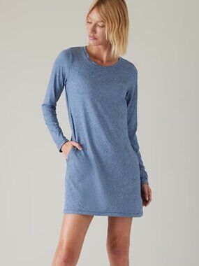ATHLETA | Uptempo Dress Jersey Knit Soft Long Sleeve Pockets Thumb Holes Relaxed